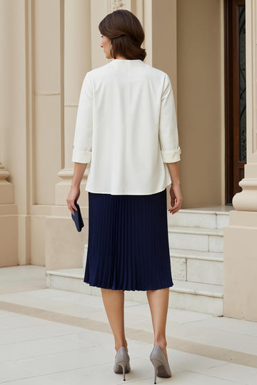 Granatowa sukienka dla gości weselnych Sweetheart A Line 2-częściowa sukienka dla gości weselnych midi z koronką